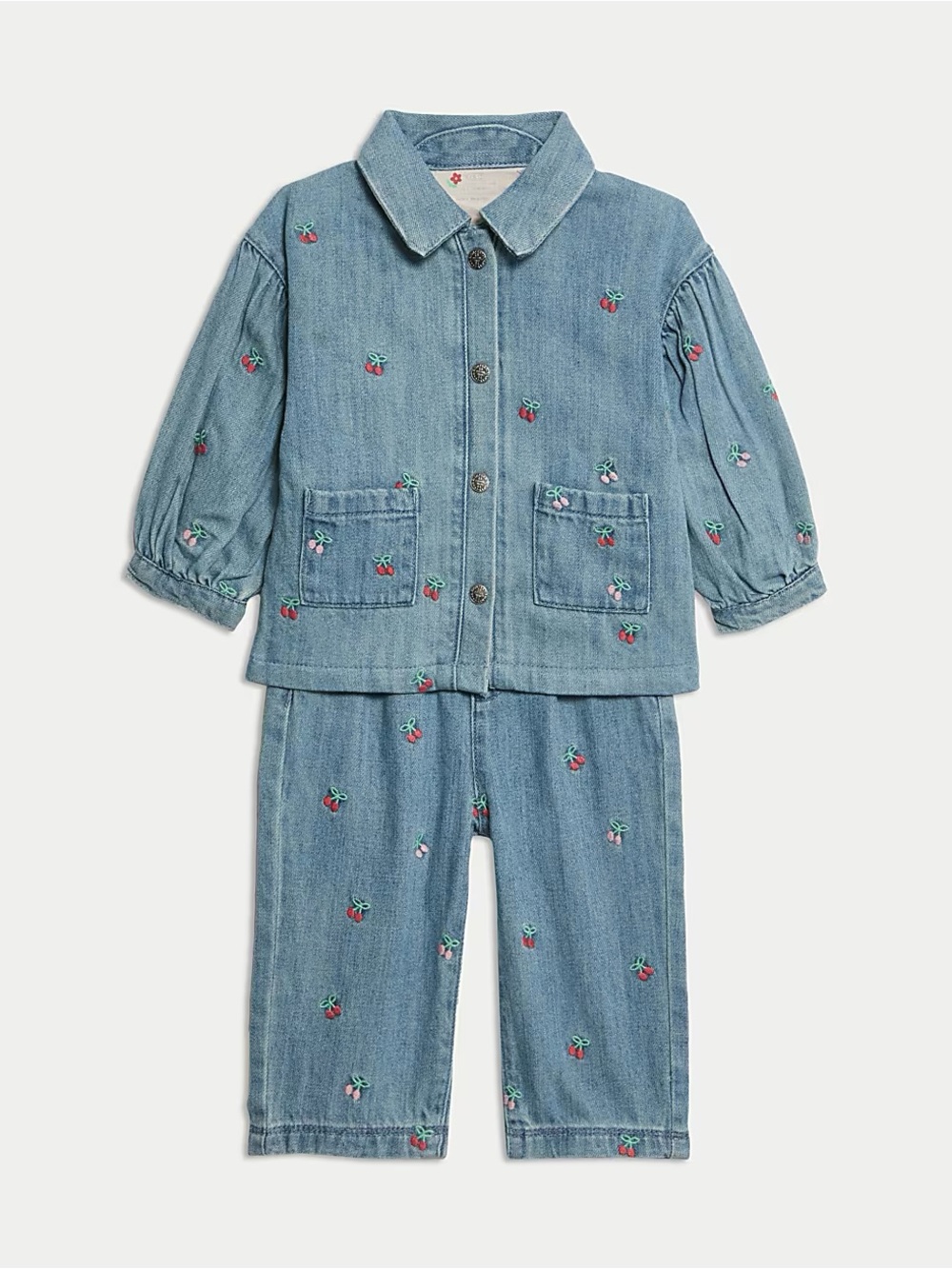 Marks & Spencer Embroidered Cherry Denim Two-Piece Set